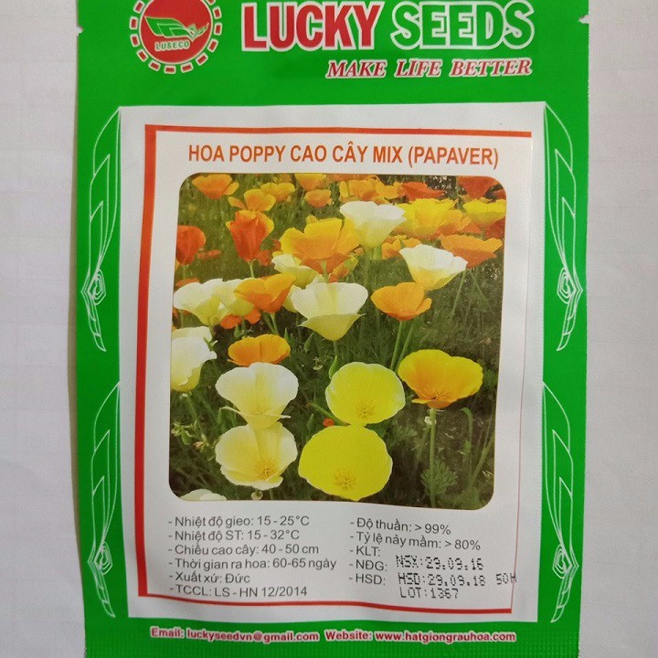 Bán sỉ Hạt giống hoa popy cao cây mix papaver gói 100 hạt xuất xứ Đức hàng nhập khẩu, hàng chính hãng.