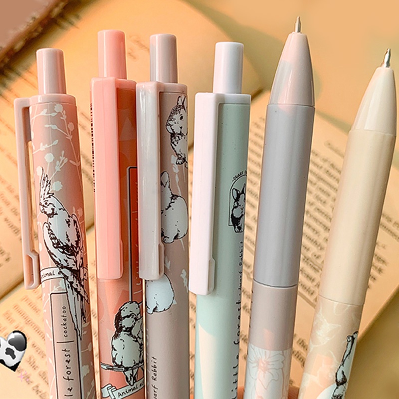Set 6 Bút Bi Mực Đen Ngòi 0.5mm Có Thể Thu Gọn