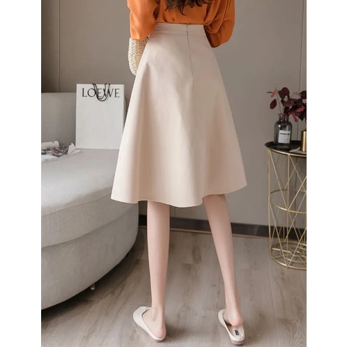 Chân váy xòe dáng dài công sở, Cạp lệch đính 2 khuy, dáng Midy thanh lịch, trẻ trung CV002