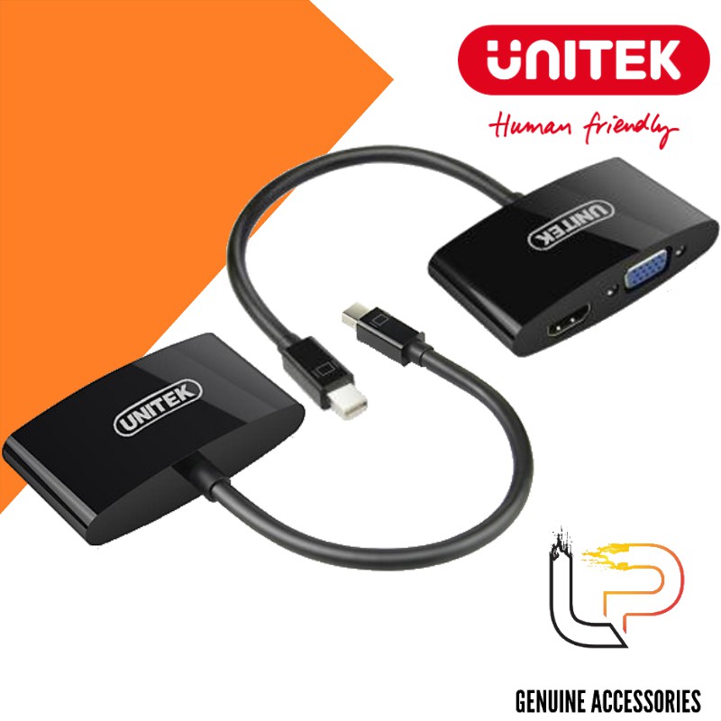 Cáp chuyển Minidisplay port/Thunderbolt sang HDMI và VGA chính hãng UNITEK Y-6328BK