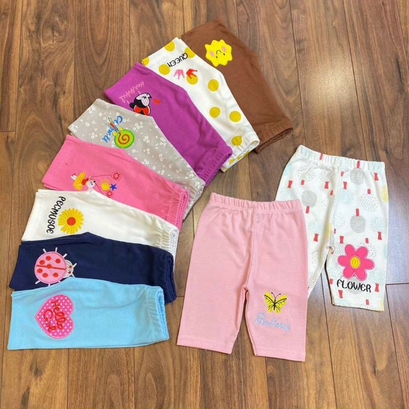 Quần legging lửng bé gái cotton bozip co dãn thoải mái