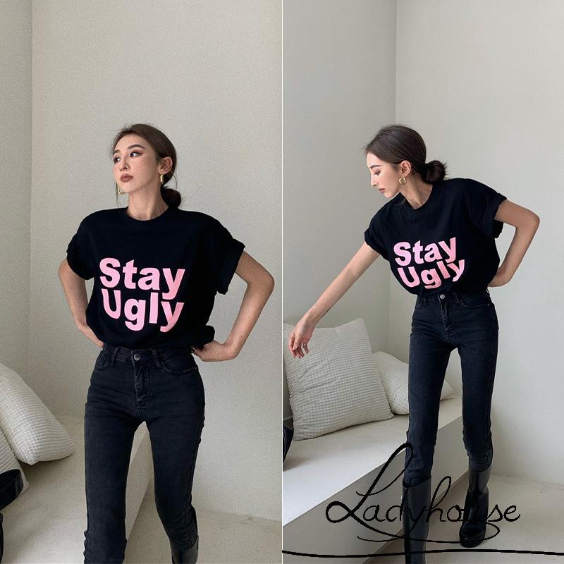 Áo Thun T-Shirt Tay Ngắn Dáng Rộng In Chữ Thời Trang Đường Phố Mùa Hè Cho Nữ