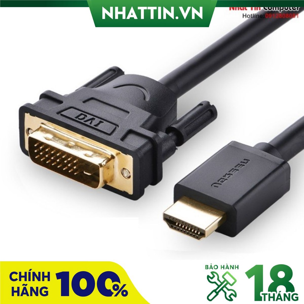 cáp HDMI to DVI 24+1 dài 1,5m cao cấp Ugreen 11150