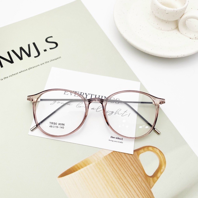Gọng kính cận dẻo tròn càng kim loại HAINAM EYEWEAR nhiều màu TR90 8096