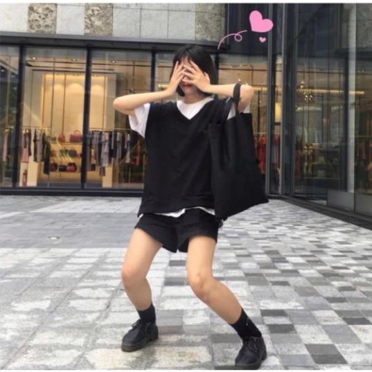 Áo gile nữ style Hàn Quốc ghi lê basic, áo gile trơn unisex form rộng cố chữ V Đẹp