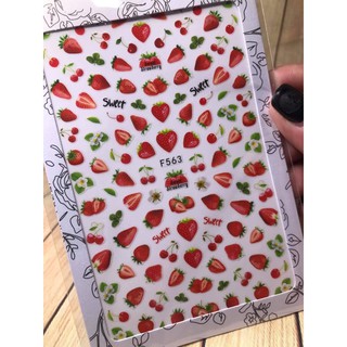Sticker dán móng hình quả dâu tây mã F563
