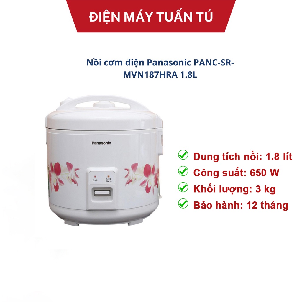 Nồi cơm điện Panasonic PANC-SR-MVN187HRA 1.8L đa năng công nghệ nấu 2D siêu tiện lợi.