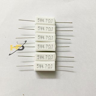 Bộ 10 điện trở bằng sứ 5w 4.7r 5%, điện trở công suất