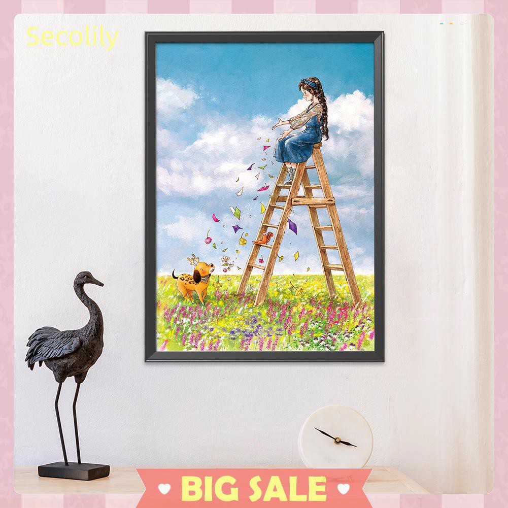 Bộ Tranh Thêu Chữ Thập Hình Cô Gái Tự Làm 53x72cm