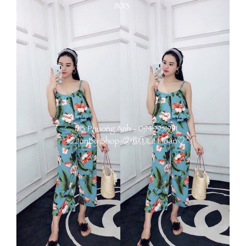 [ xả kho ] HS Set quần dài+áo 2 dây hoa to