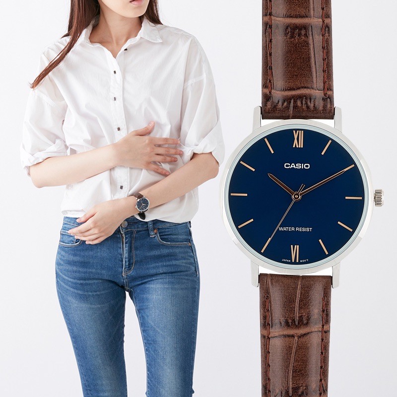 Đồng hồ nữ dây da Casio Anh Khuê LTP-VT01L-2BUDF