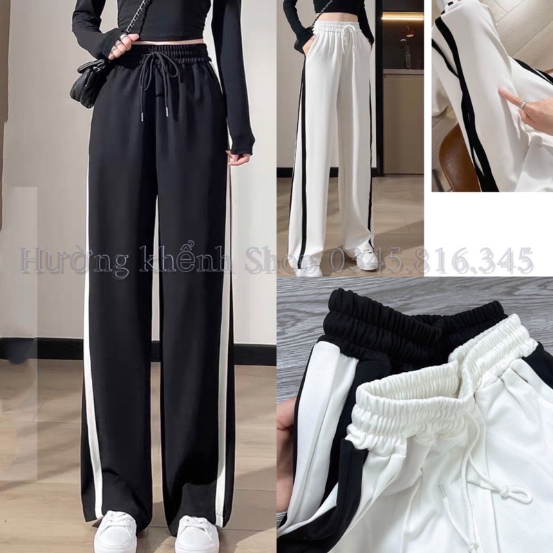Quần Ống Rộng Nữ Sọc viền  chất umi hách dáng, đi học, đi chơi thoải mái / shop hường khểnh