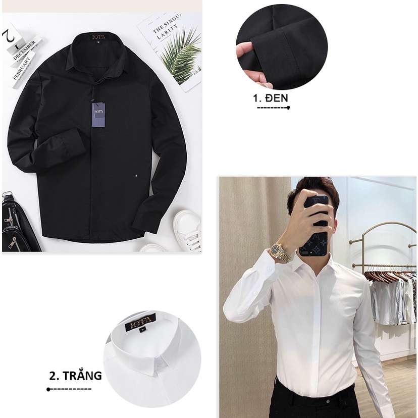 Áo Sơ Mi Nam Azila Dài Tay Công Sở Cao Cấp, Chất Vải Lụa Nến Co Giãn Hàng Hôp Cổ Cứng