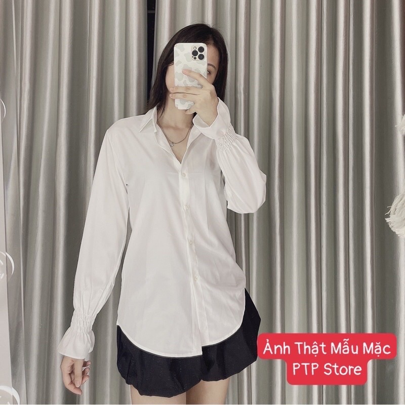 Áo Sơmi Trắng Tay Chun Cổ Đức Siêu Xinh, Áo Sơmi Nữ Có Ảnh Thật | BigBuy360 - bigbuy360.vn
