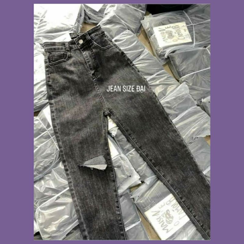 Quần jeans xám đen lưng cao -siêu co dãn[size 32-36]