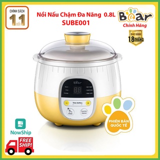 Nồi nấu cháo chậm đa năng bear 0,8l sube001 có lồng hấp- hàng quốc tế