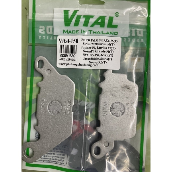 Bố Thắng Trước /Má phanh yamaha Nvx 125/ Nvx 150 hiệu Vital chính hãng thái lan