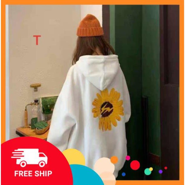 FREESHIP - XẢ KHO CẮT LỖ Áo Hoodie hoa cúc vàng in lưng 3753_TR