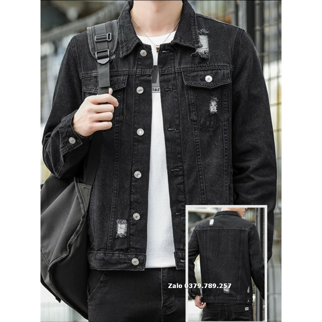 [Sỉ] Áo khoác jean nam nữ Unisex đen Angel form rộng đẹp cao cấp Chiwawa shop
