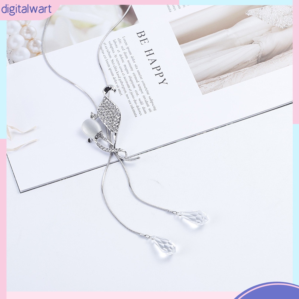 Dây chuyền dài mặt đá Opal đính đá quý nhân tạo sang trọng dành cho nữ