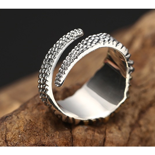 Nhẫn nam nữ tròn thời trang unisex Punstore màu bạc chất Titan đẹp đơn giản không gỉ - Nhẫn Mắt Rồng