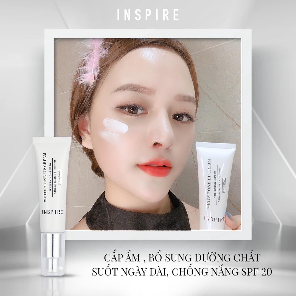 INSPIRE - Kem Face Lười White Tone Up Cream, Hỗ trợ makeup, Dưỡng trắng da, Cấp ẩm, Giảm sạm nám, tàn nhanh, Chống nắng