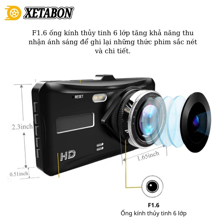 Camera hành trình X4 Full HD kèm thẻ nhớ 32GB, màn hình cảm ứng, quay đêm rõ nét, Bảo Hành 12 Tháng 1 đổi 1