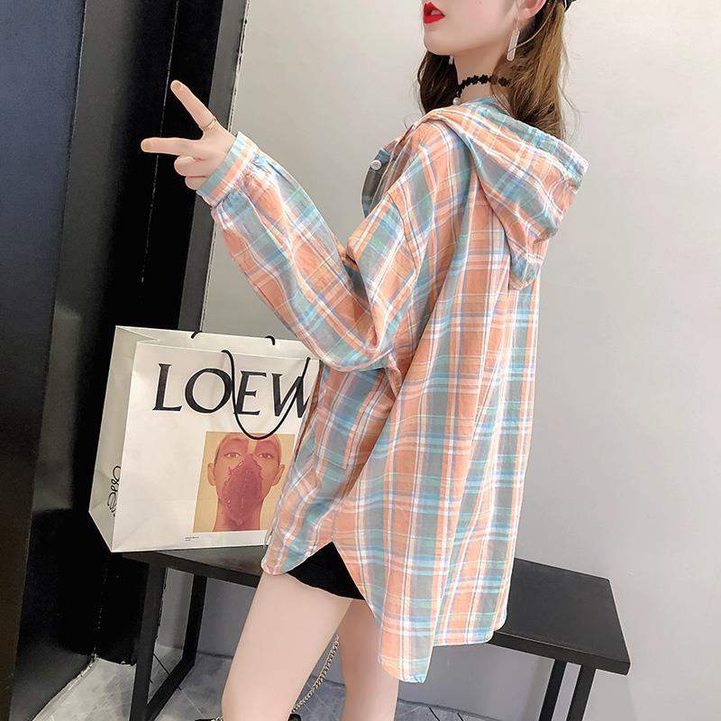 Áo Khoác Sơ Mi Tay Dài Có Nón Phong Cách Harajuku Hợp Thời Trang Cho Nữ