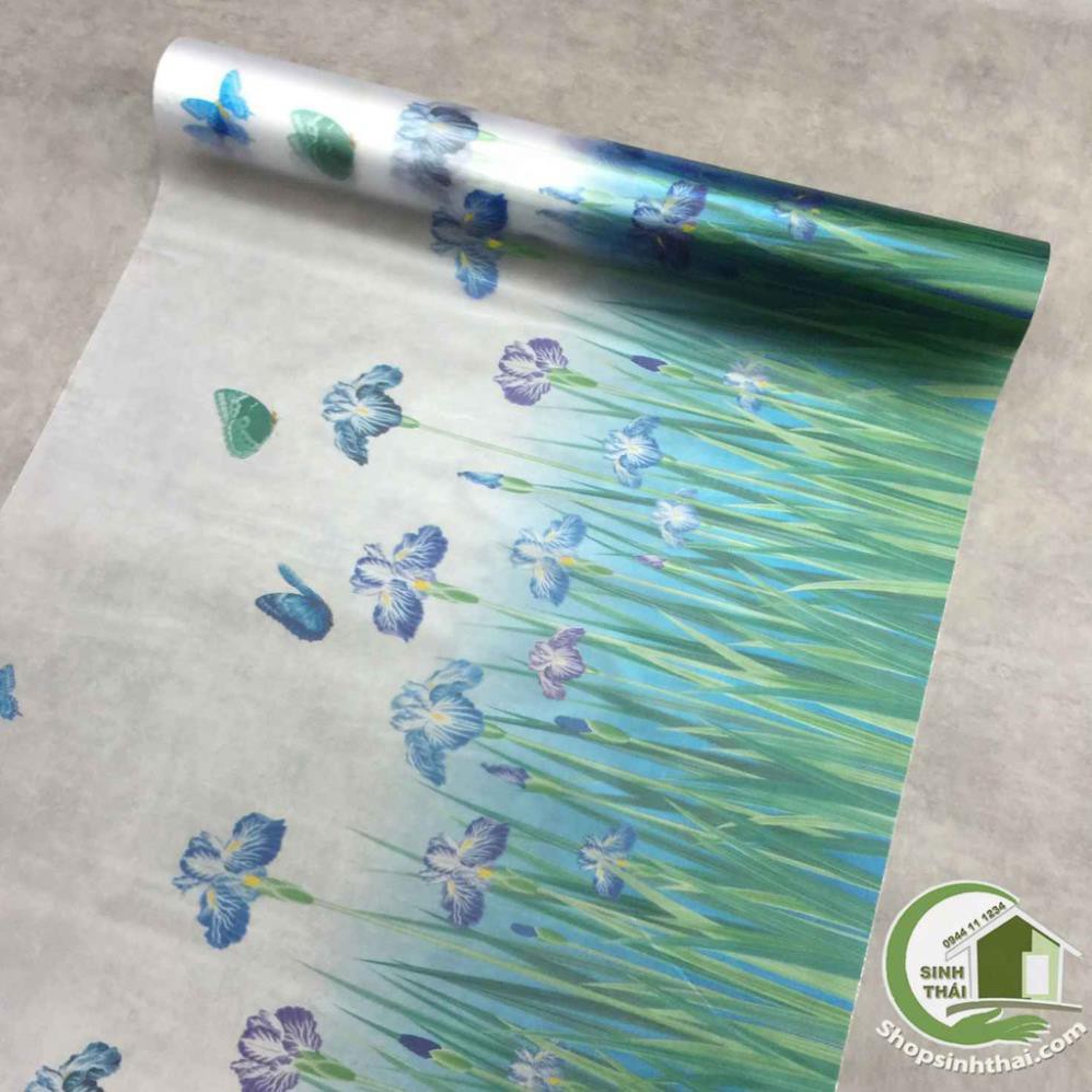 Giấy dán kính hoa lá nửa xanh nửa trắng - khổ 90cm - có sẵn keo | BigBuy360 - bigbuy360.vn