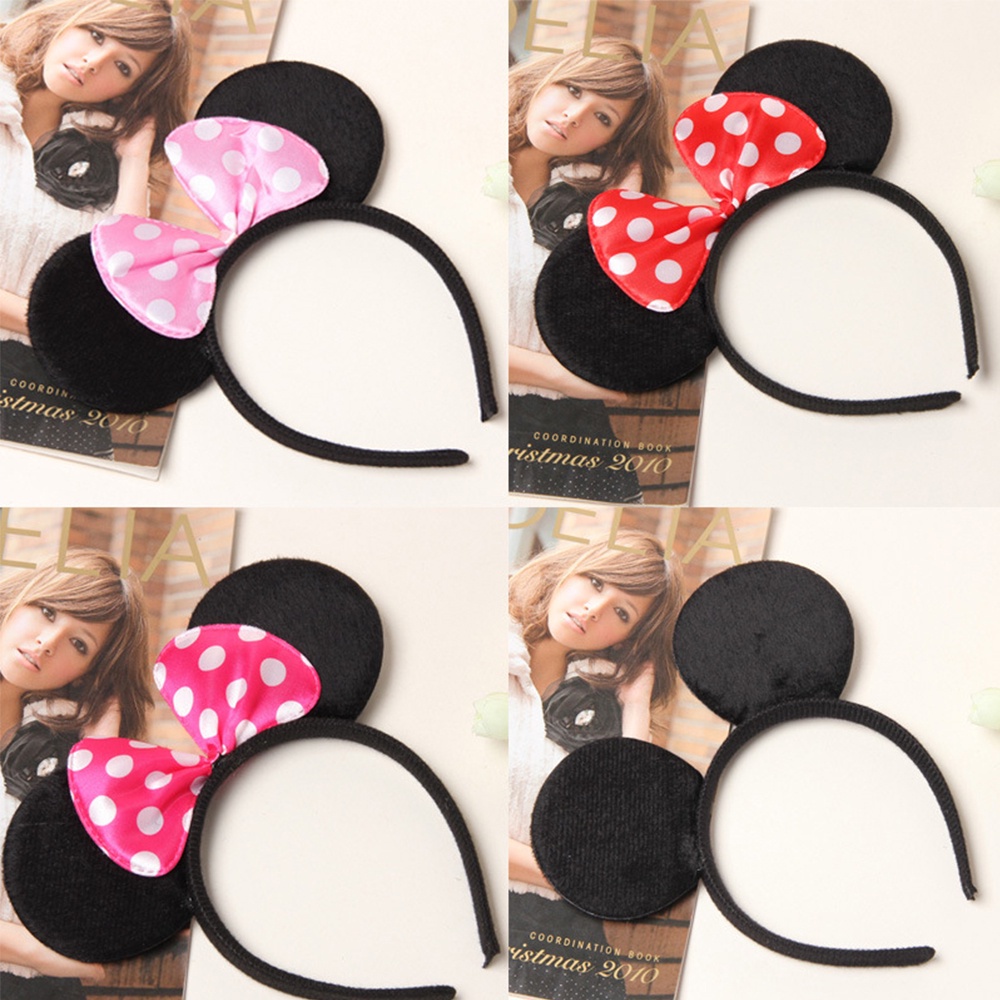 Cài Tóc Hình Nơ Chuột Mickey Minnie Nhiều Màu Thời Trang Cho Bé Gái