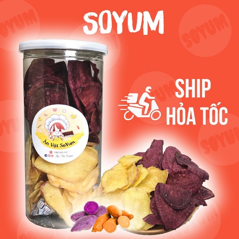 Khoai lang sấy mix 2 vị 220g, ăn vặt Soyum vừa ngon vừa rẻ