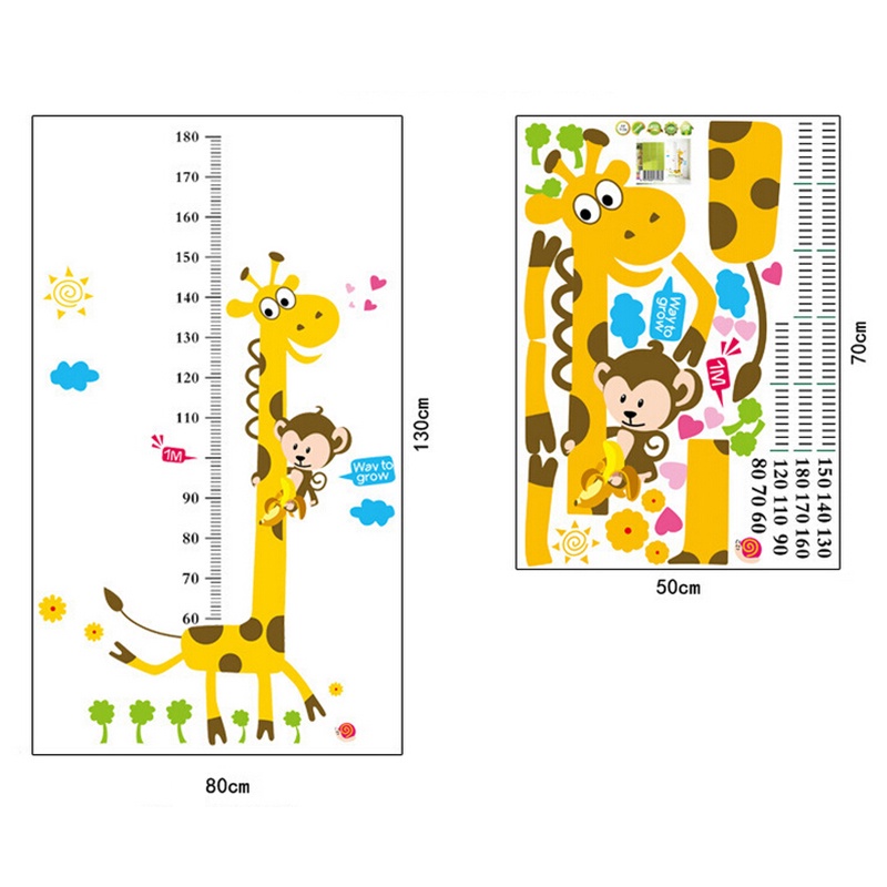 1 Thước Dán Tường Đo Chiều Cao Cho Bé Hình Hươu Cao Cổ Dễ Thương