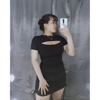 Đầm khoét ngực rút eo bigsize