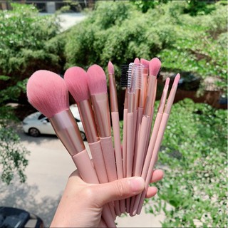 Bộ 12 cọ trang điểm hồng (kèm ví đựng cọ)