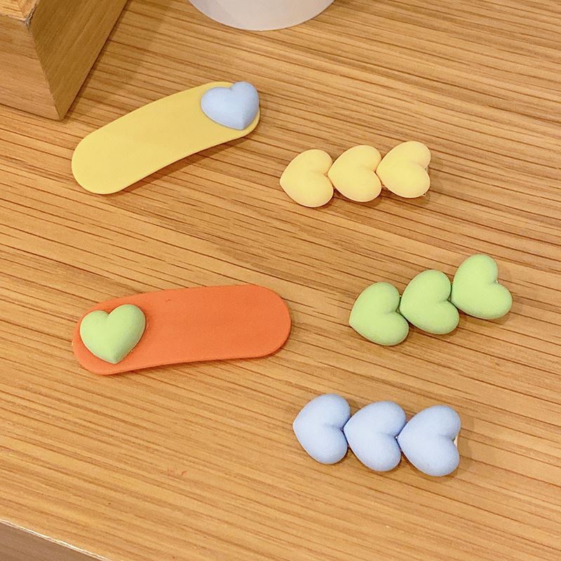 Set 2 Kẹp Tóc Mái Hình Trái Tim Dễ Thương Phong Cách Nhật Bản