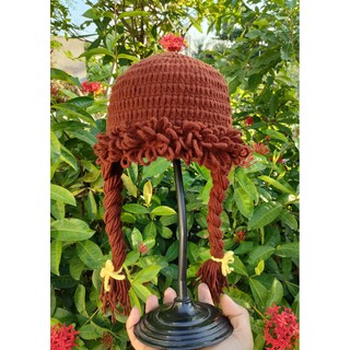 Nón len tóc búi có bím tóc giả cute cho bé yêu - Dương liễu handmade