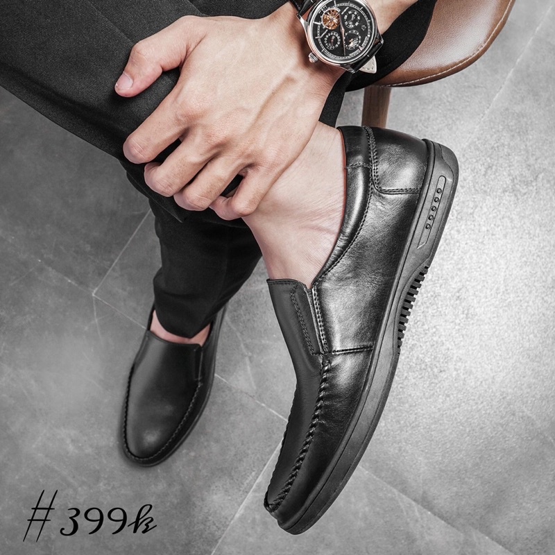 [ Ảnh kèm video ] Mãu giày lười phom đơn giản, Mềm êm dễ phối đồ - Da bò, đế crep ( Mã GL06 - Tặng kèm quà )