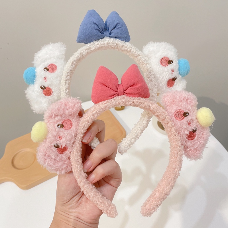 Băng đô cài tóc tai gấu nhiều màu bờm rửa mặt cute phong cách hàn quốc