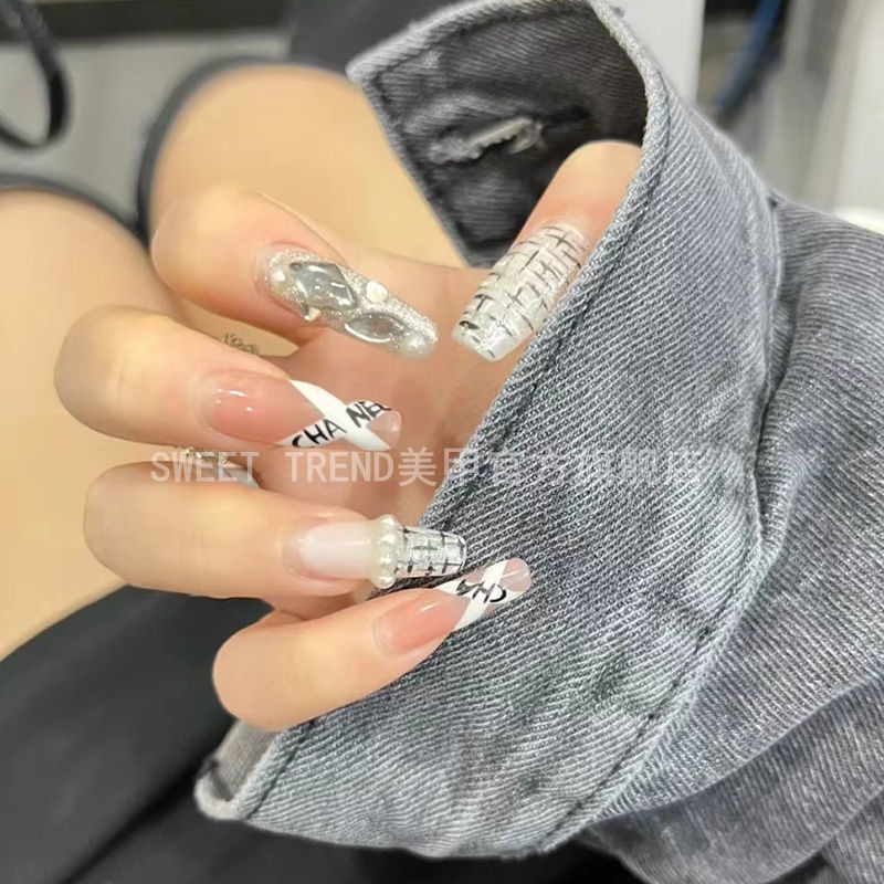 Sticker dán móng tay STZPRONAIL họa tiết sọc trắng đen phong cách Nhật Bản sang trọng