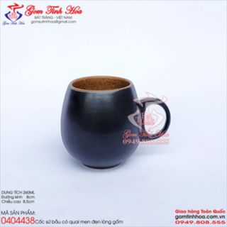 Cốc cafe gốm sứ men đen lòng gốm