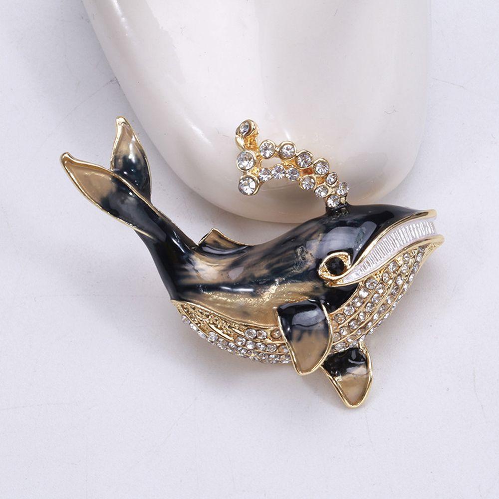 JARRED Ghim Cài Áo Hình Cá Voi Tráng Men Đính Đá Phong Cách Hàn Quốc
