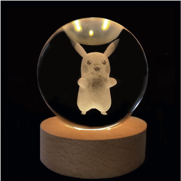 Đèn Ngủ 3D Quà Cầu Pha Lê Phát Sáng, Hình Nhân Vật Pikachu Siêu Ngộ Nghĩnh Đáng Yêu, Quà Tặng Sinh Nhật, Decor Trang Trí