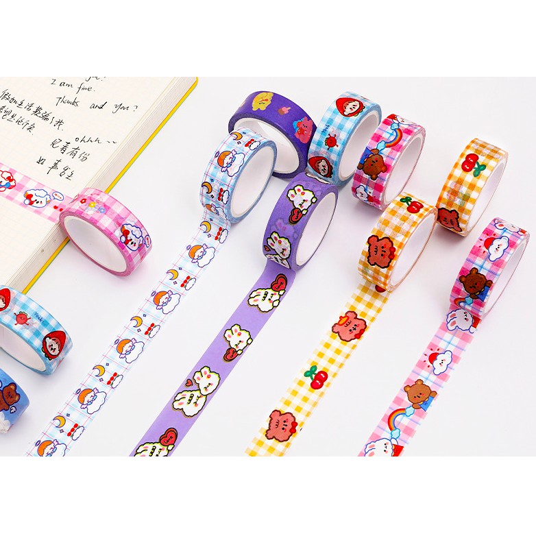 1 Cuộn Băng Keo Washi Tape 5m Phong Cách Hoạt Hình Trang Trí Sổ Bullet Journal