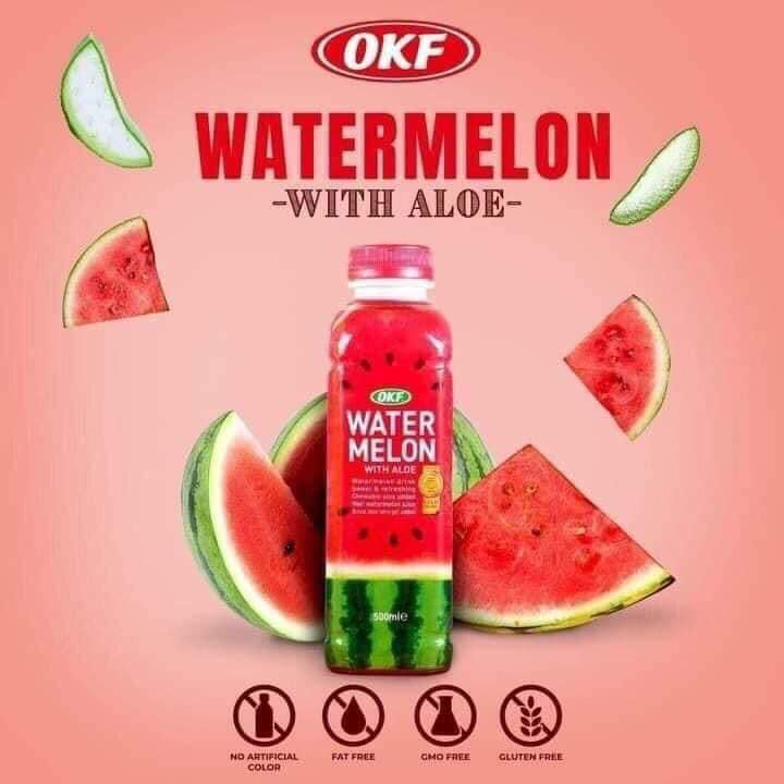 Nước ép trái cây kèm thạch nha đam tươi OKF 27k/ chai 500ml