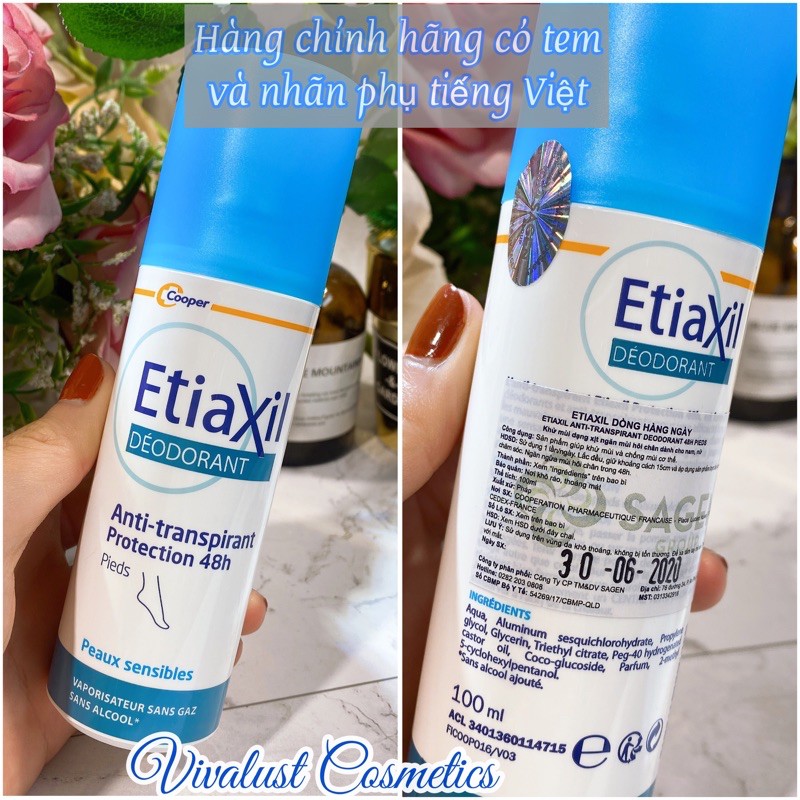 [Chính Hãng] Xịt Khử Mùi Chân ETIAXIL Déodorant Anti-Transpirant 48h Pieds (100ml) - Ngăn Ngừa Mồ Hôi Chân