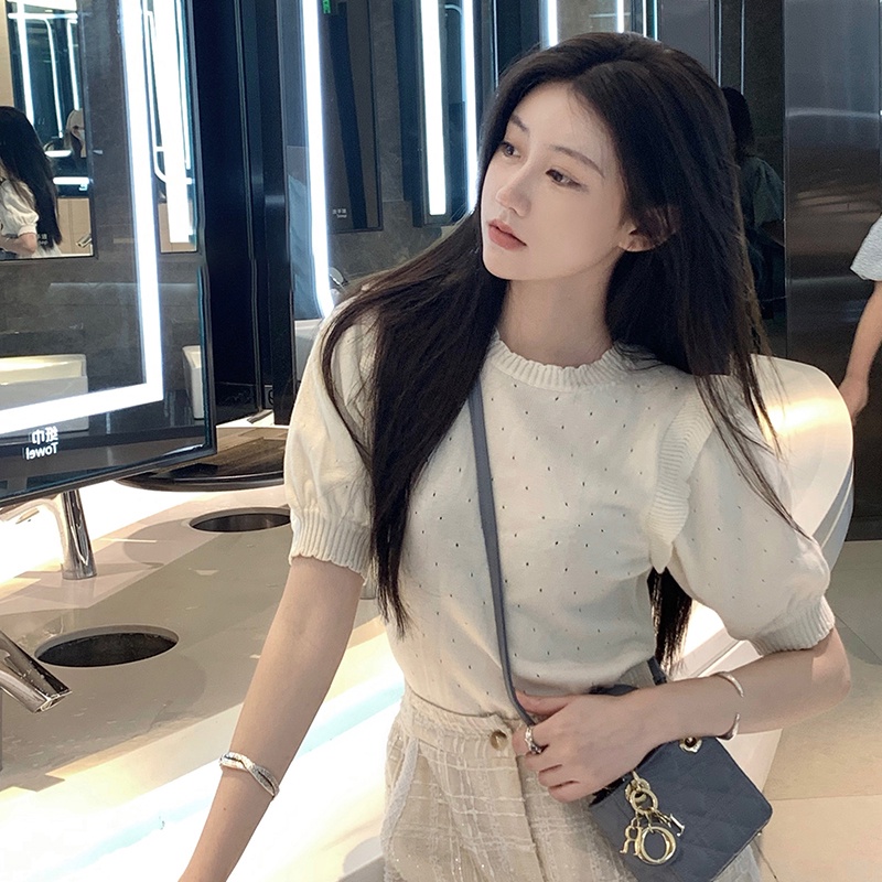 Áo thun dệt kim SUXI tay ngắn màu ngọt ngào thời trang mùa hè phong cách Hàn Quốc cho nữ