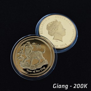 Đồng xu vàng hình chó (kèm hộp nhung sang trọng)