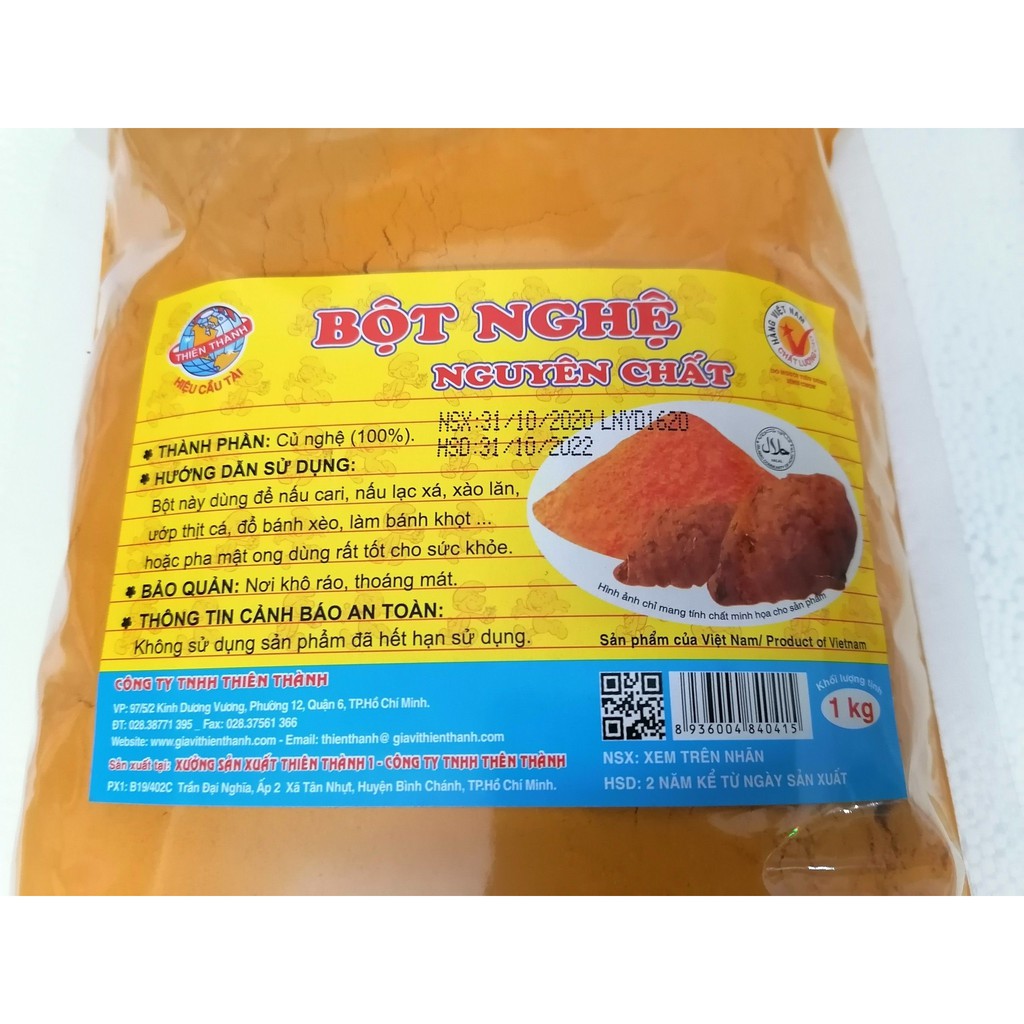 [1Kg] BỘT NGHỆ NGUYÊN CHẤT [VN] THIÊN THÀNH Tumeric Powder (halal) (bph-hk5)