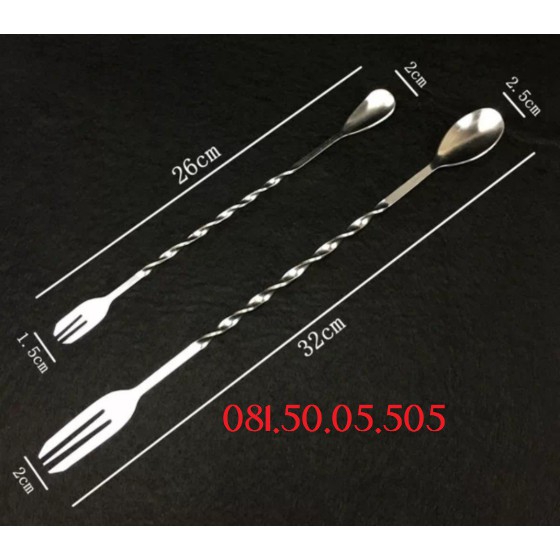 Thìa bar pha chế inox 2 đầu với các cỡ 32cm hoặc 26cm - Bar spoon 32cm hoặc 26cm | BigBuy360 - bigbuy360.vn