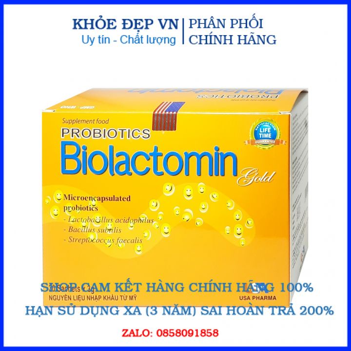 Men tiêu hóa vi sinh đường ruột Biolactomin Gold cân bằng hệ vi sinh, hỗ trợ rối loạn tiêu hóa, giúp ăn ngon – Hộp 30 gó